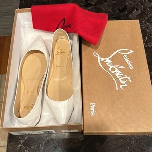 Christian Louboutin white leather flat